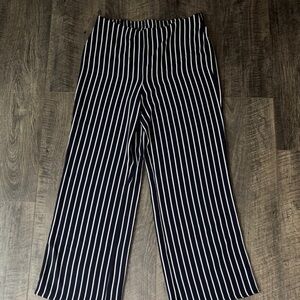 Jules & Leopold Navy and White Striped Wide-Leg Pull On Pants